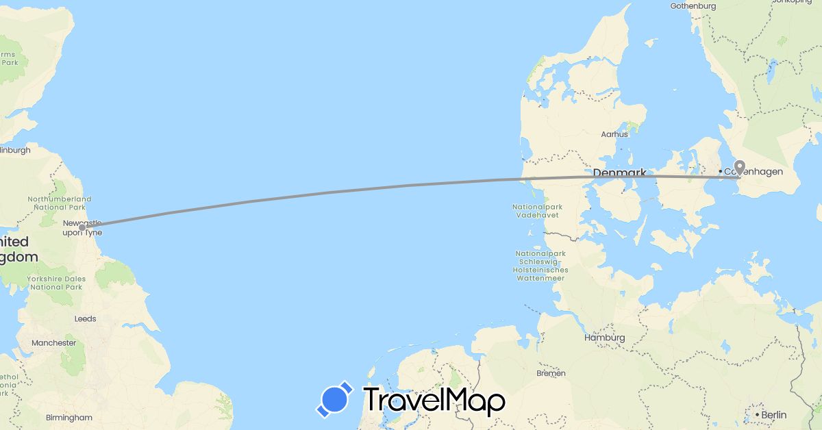 TravelMap itinerary: driving, plane in United Kingdom, Sweden (Europe)